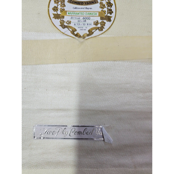 Vintage Tablecloth Combed Yarns 2 Ply Warranted Damask 52x68 Style 6000 Yellow - Picture 4 of 6